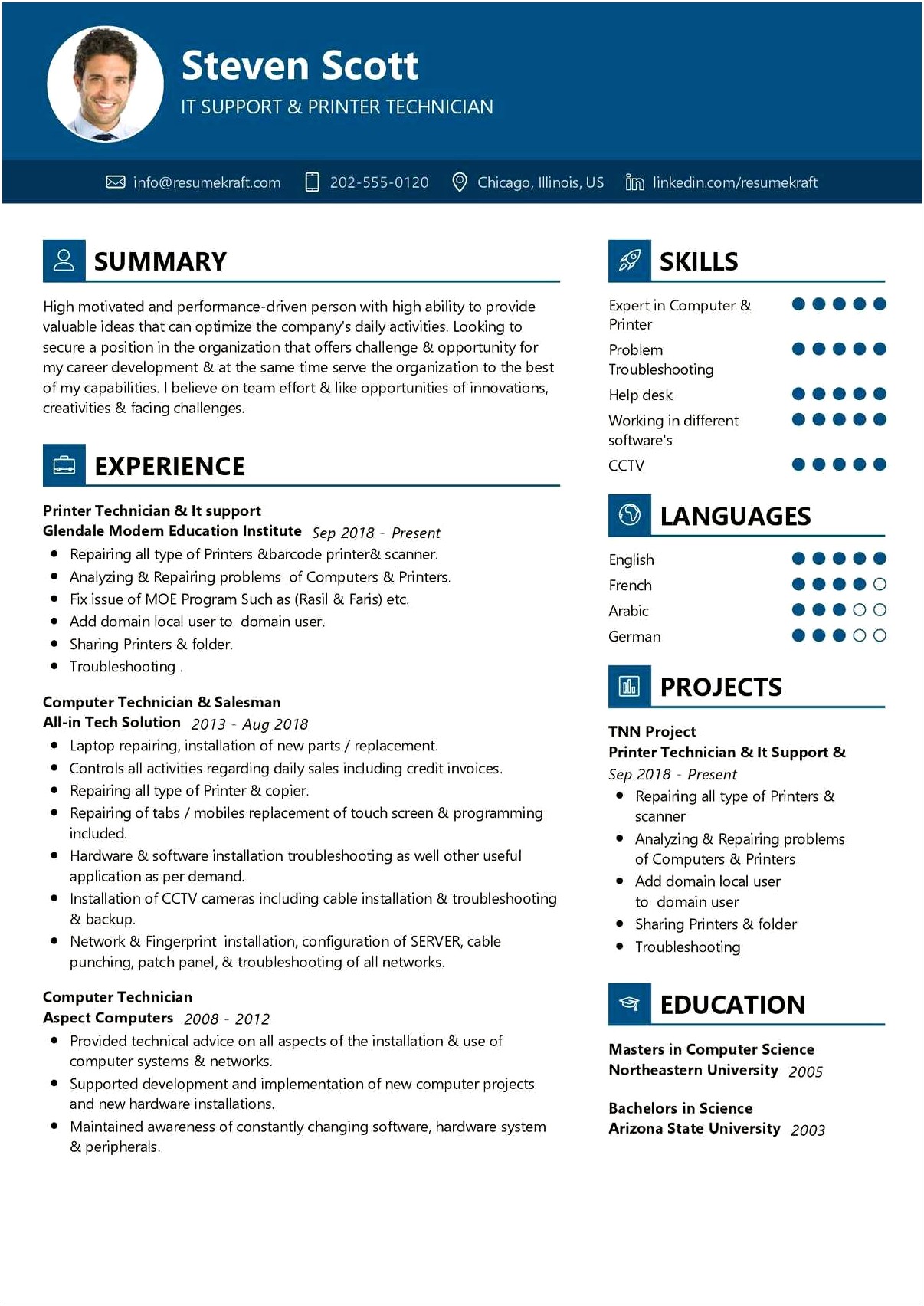 Summary Of Skills Copier Technician Resume