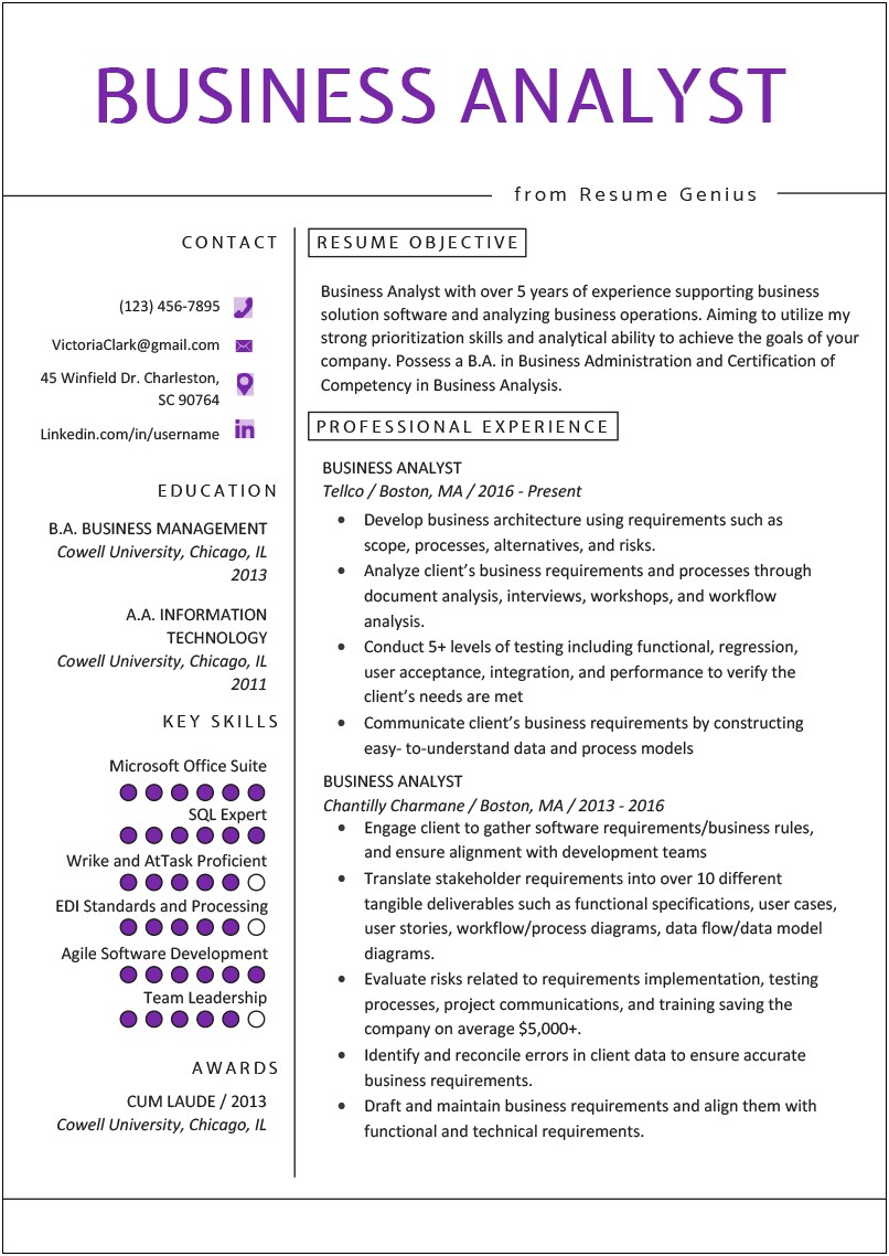 Summary On Resume For Business Administration