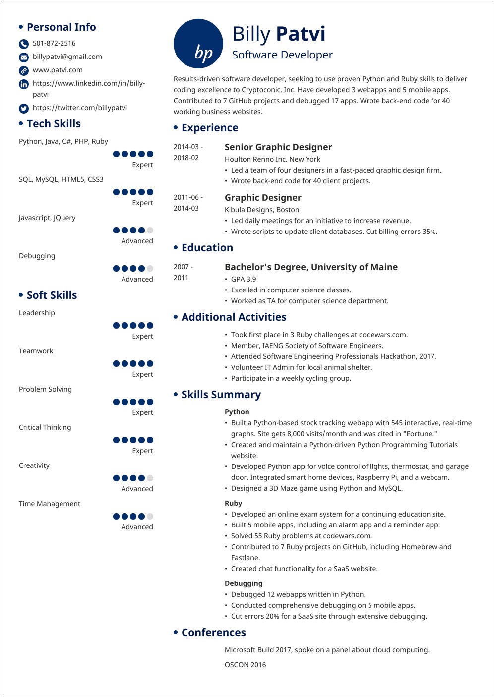 Summary Resume Examples For Changing Jobs 2019