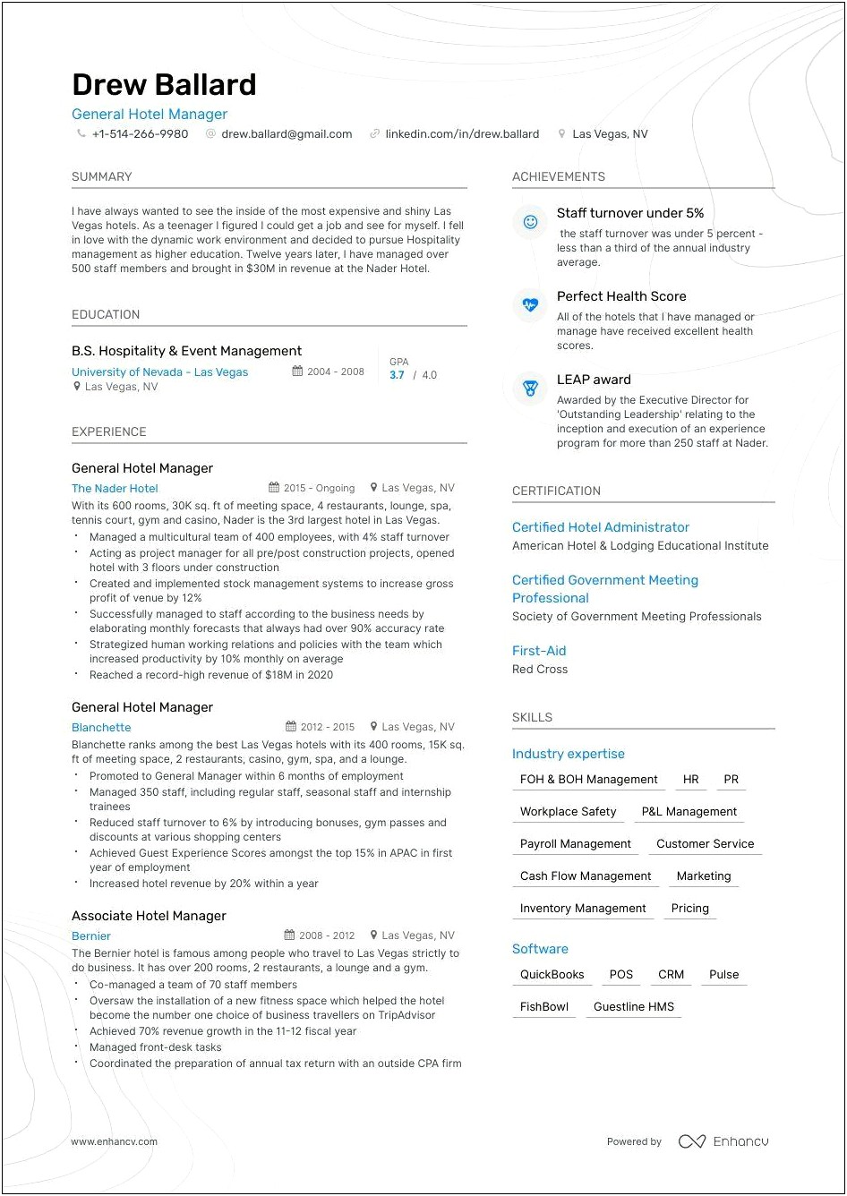 Summary Section Of Resume Example For General Manager