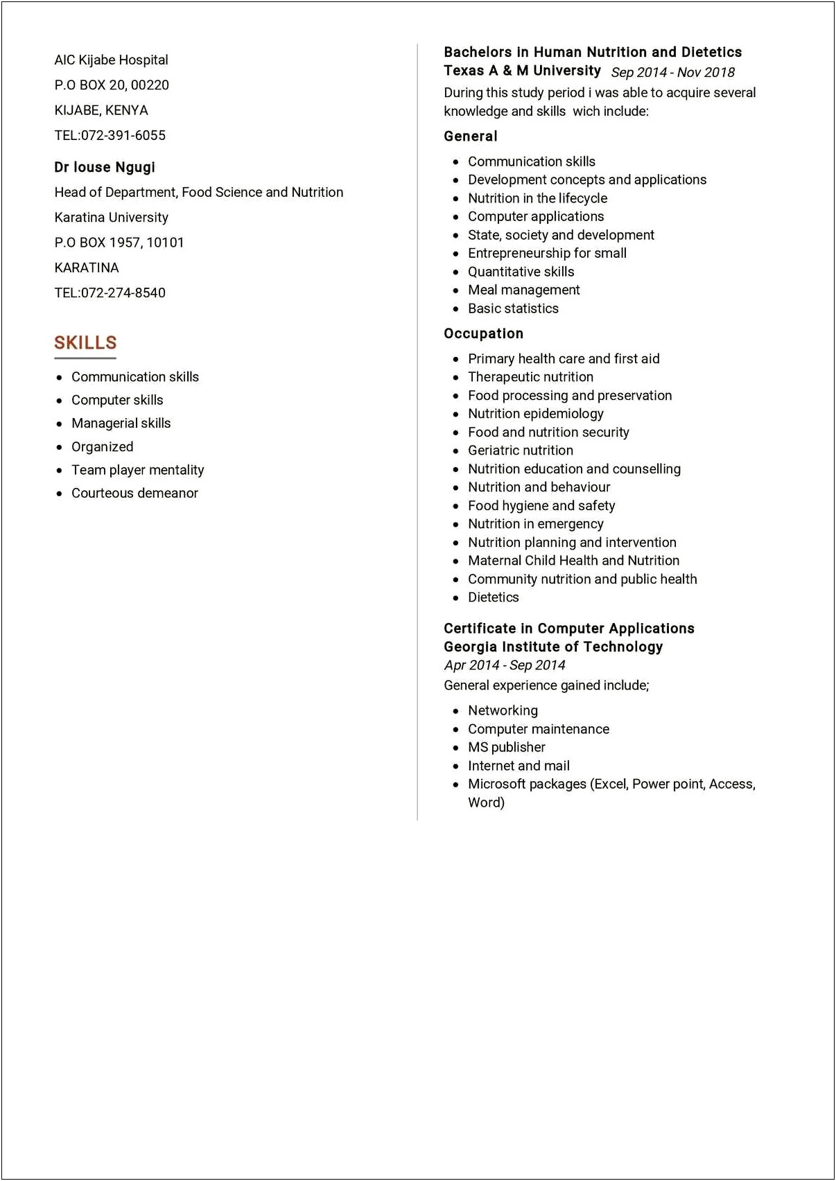 Summary Statements For A Dietitians Resume