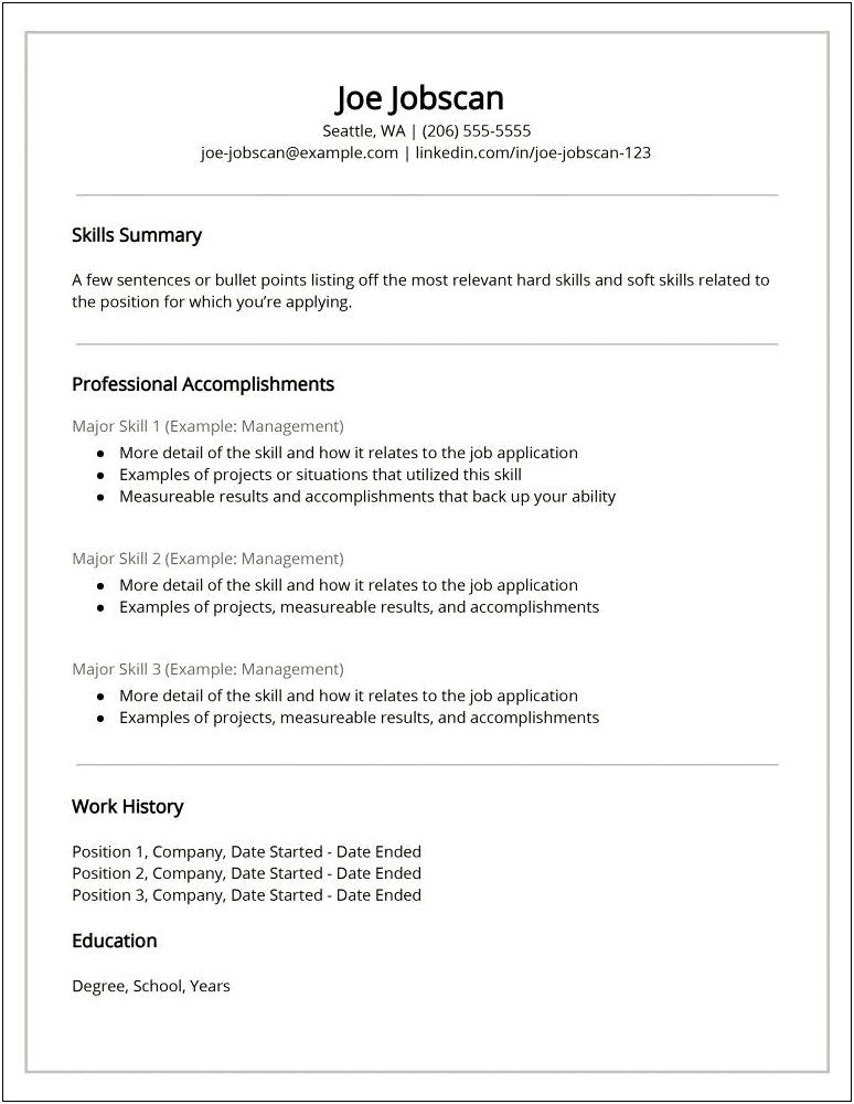 Summary Style Instead Of Bullets In Resume