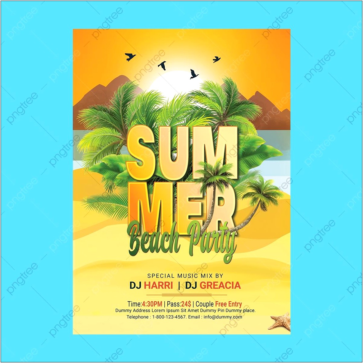 Summer Beach Party Flyer Template Free Psd