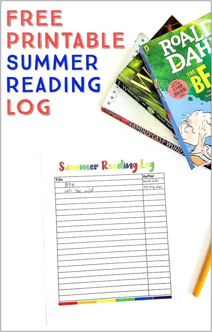 Summer Reading Summer Reading Log Free Template