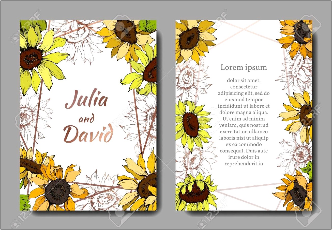 Sunflower Wedding Invitation Background Templates For Word Free