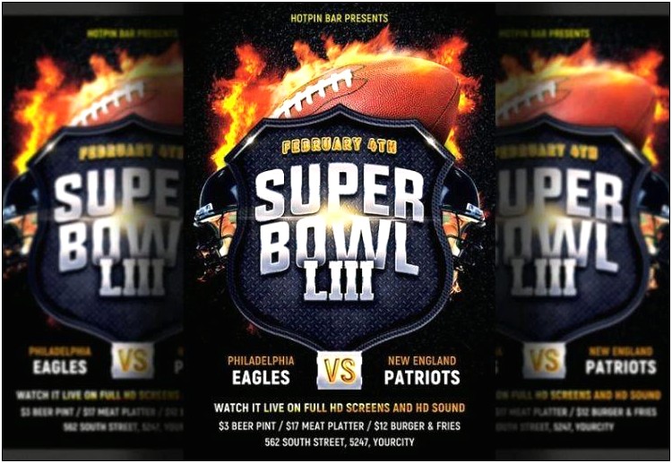 Super Bowl 51 Party Flyer Template Free