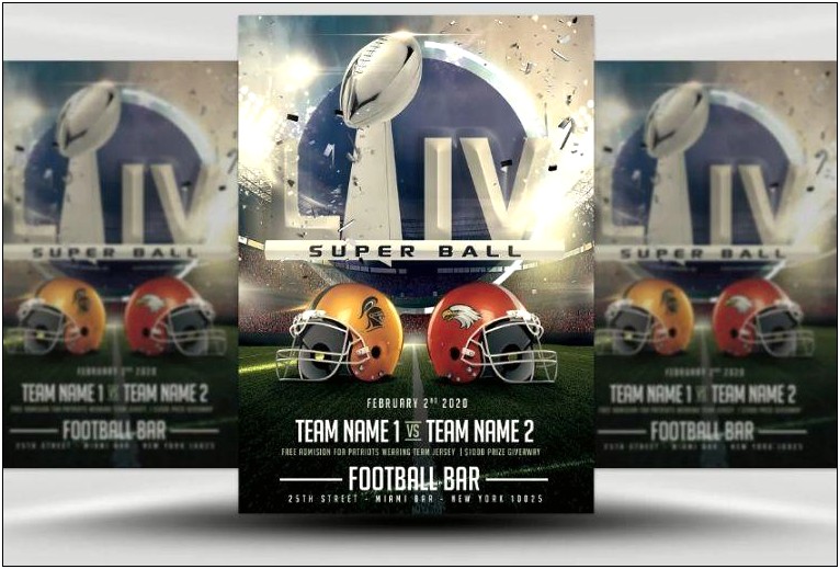 Super Bowl Party Flyer Vector Template Free