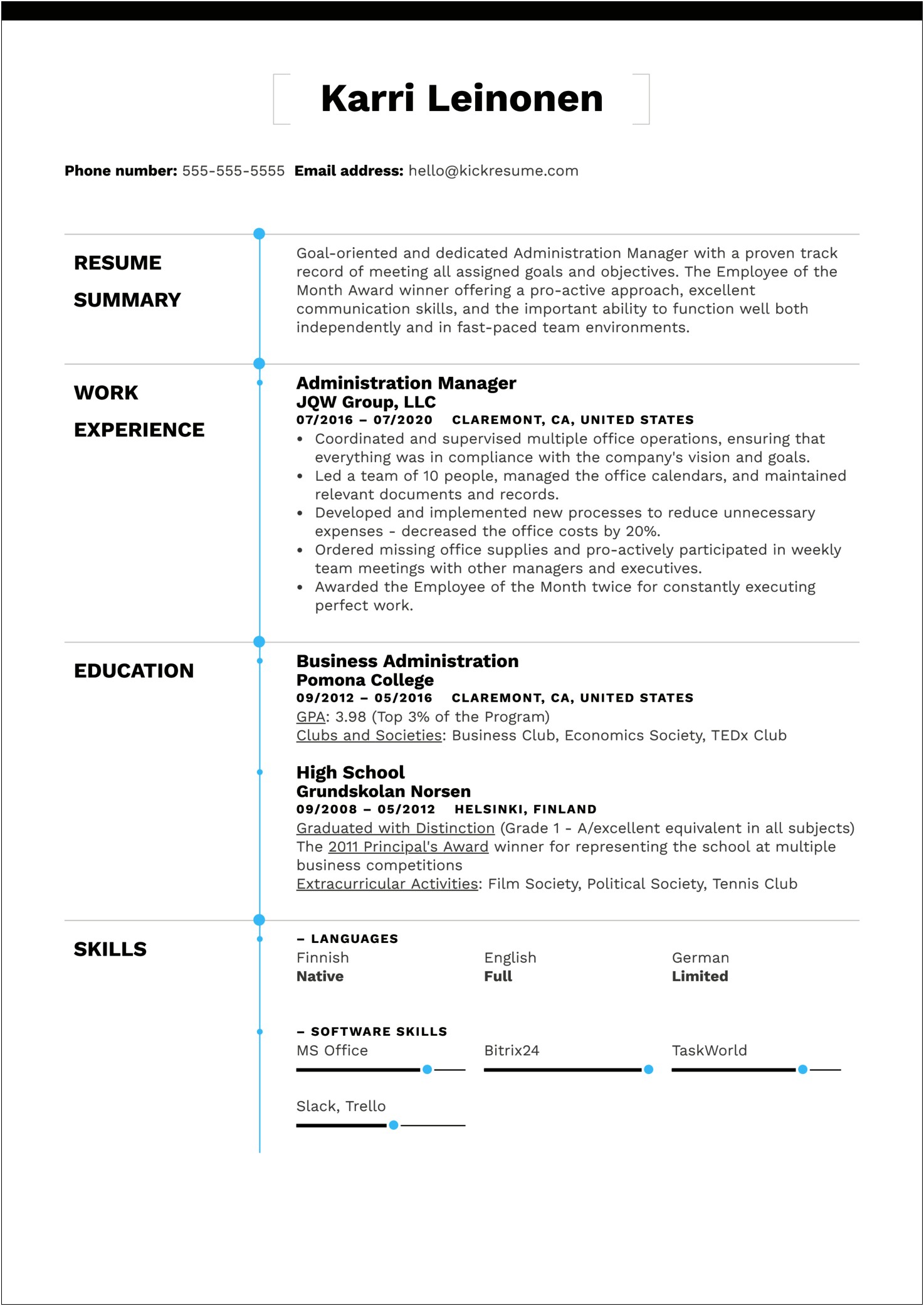 Supervisor Goals And Objectives Examples For Resume
