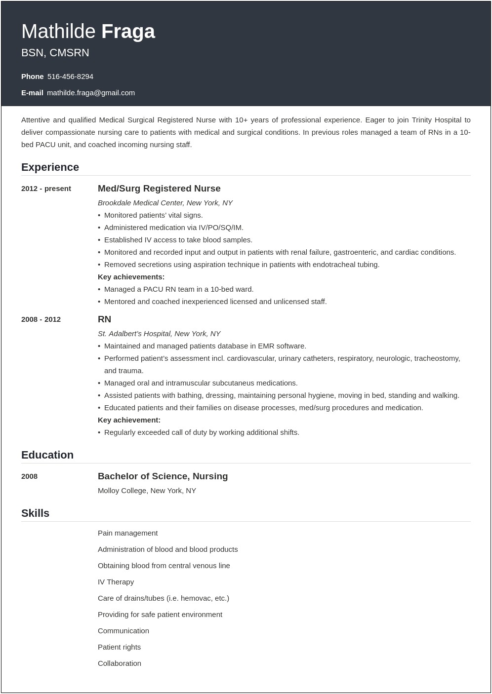 Surgical Floor Nurse Job Description For Resume