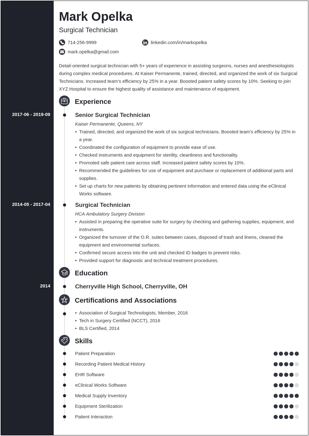 Surgical Technologist Job Description Resume Sample