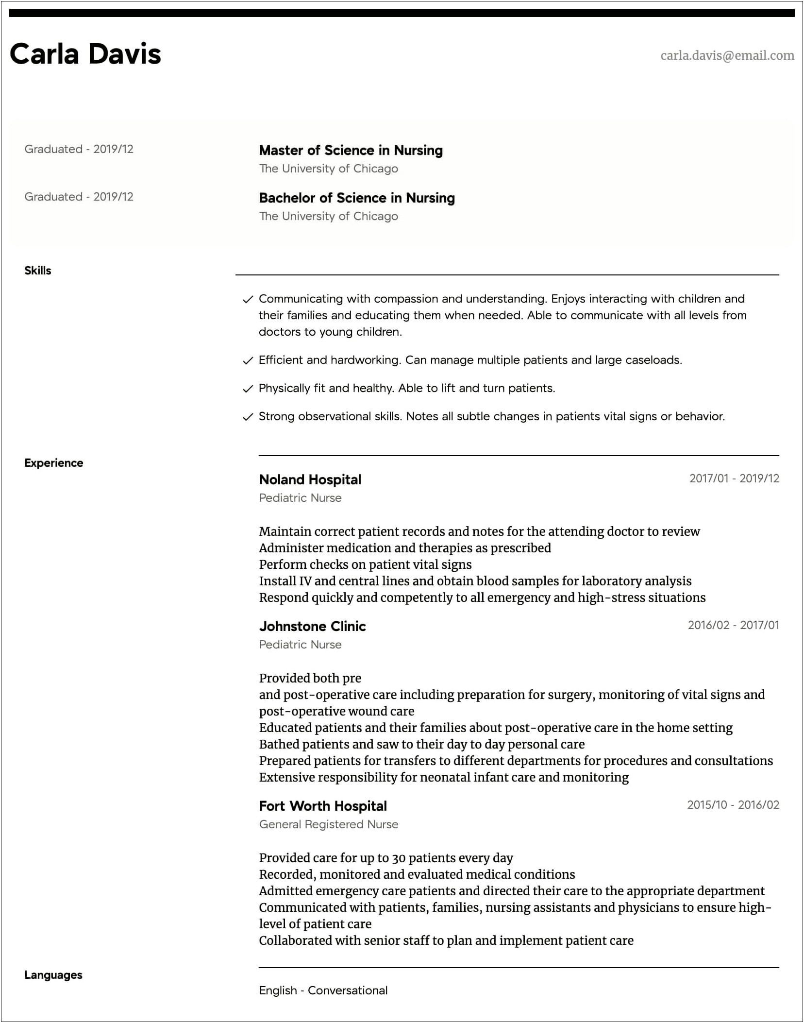 Surgical Ward Nurse Job Description Resume