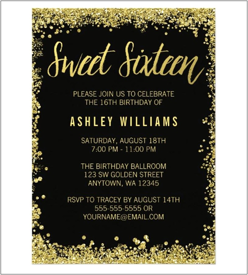Sweet 16 Surprise Party Invitations Free Template