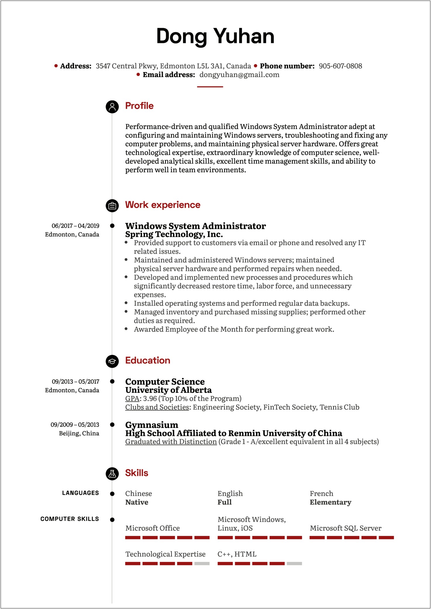 System Administrator Sample Resume 3 Years Experience