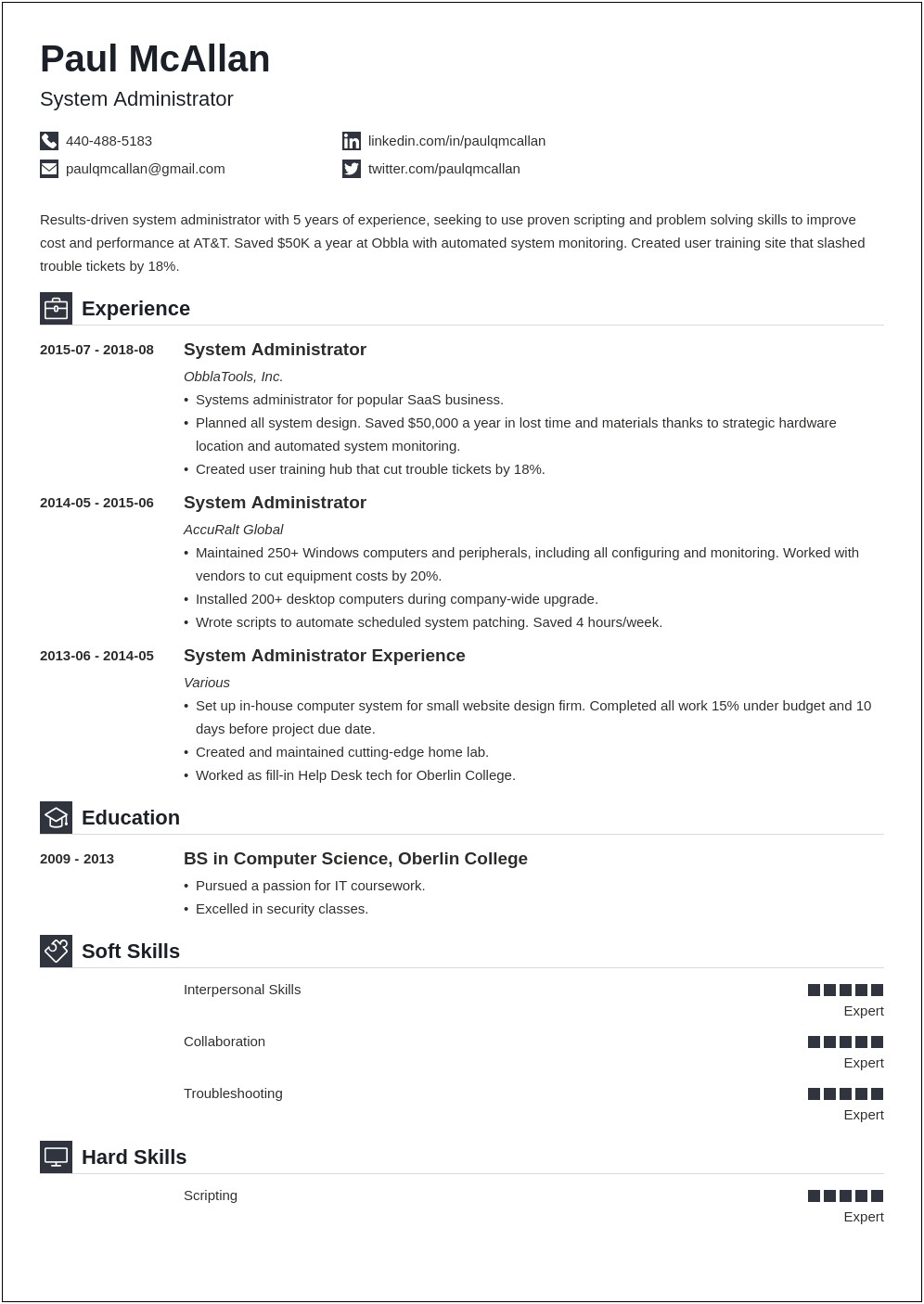 System Administrator Sample Resume 4 Years Experience