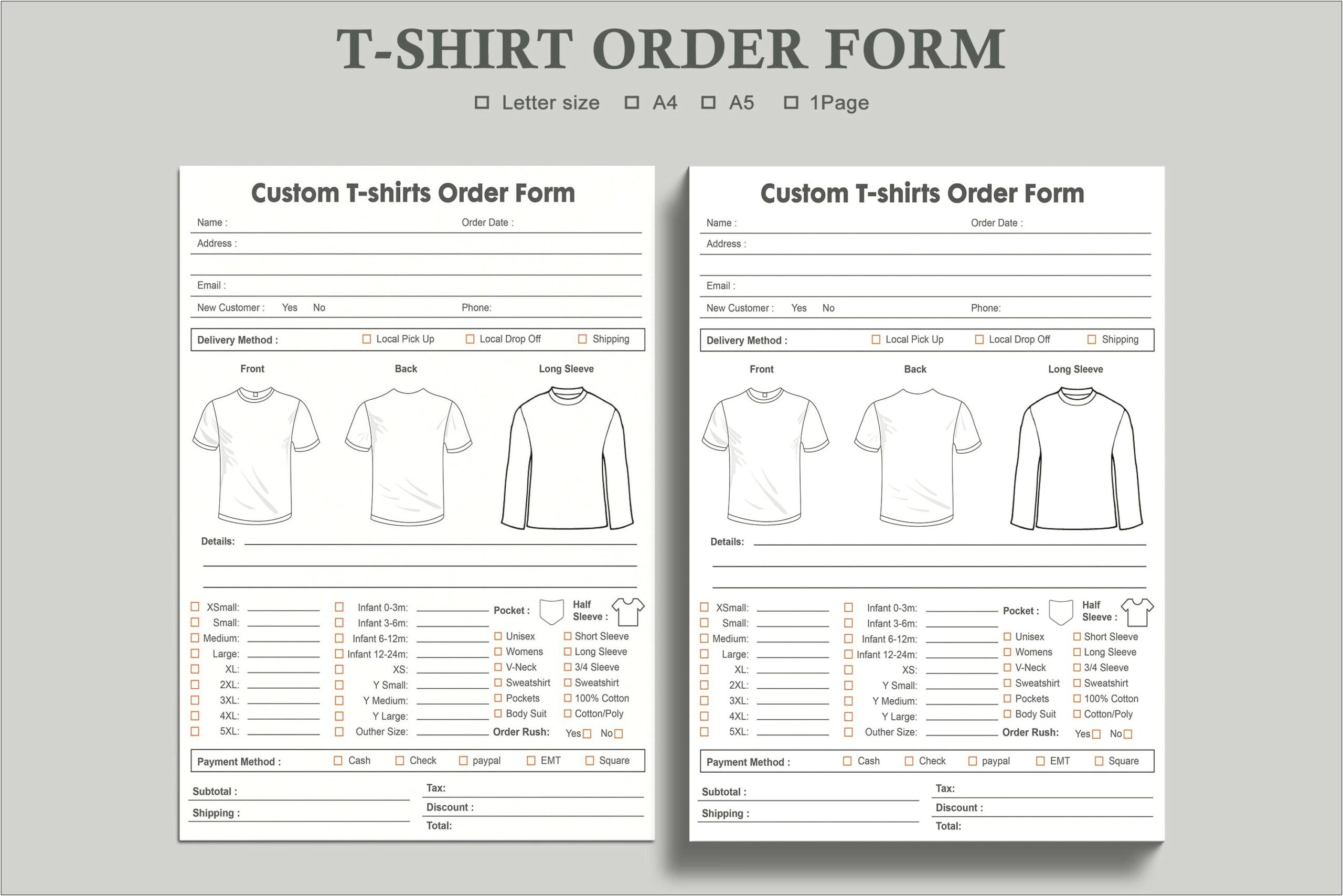 T Shirt Order Form Online Templates Free