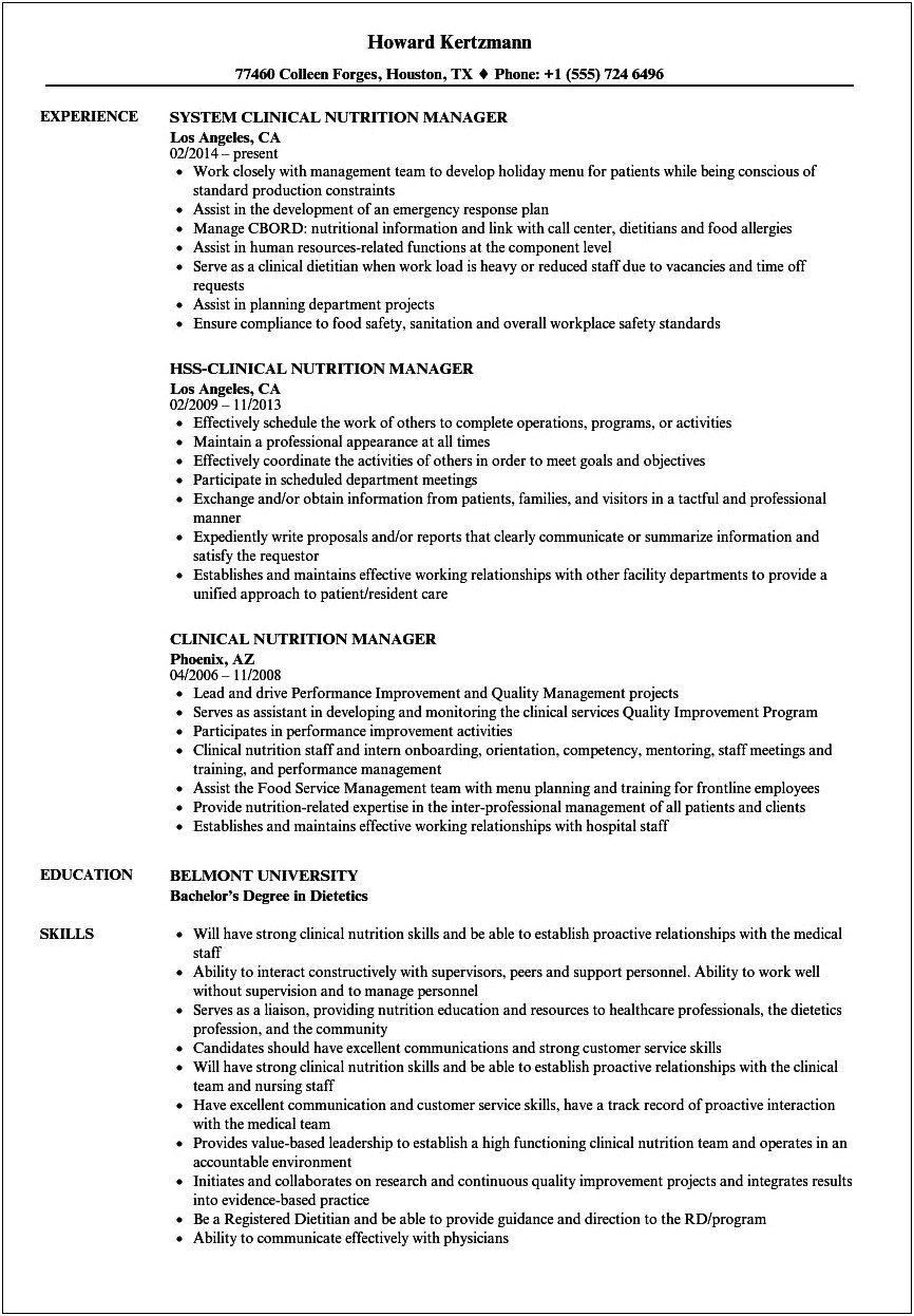 Tailoring Resumes For Jobs Patient Nutrition Representative