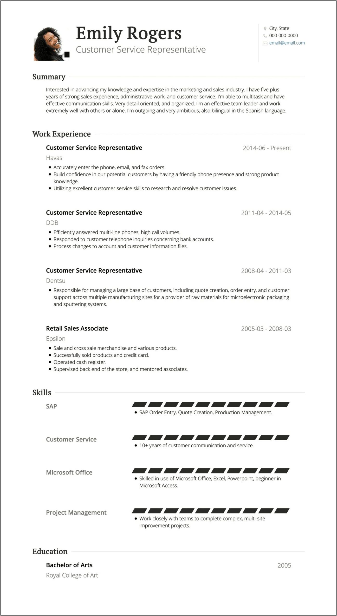 Taking Potential Client Information Resume Word