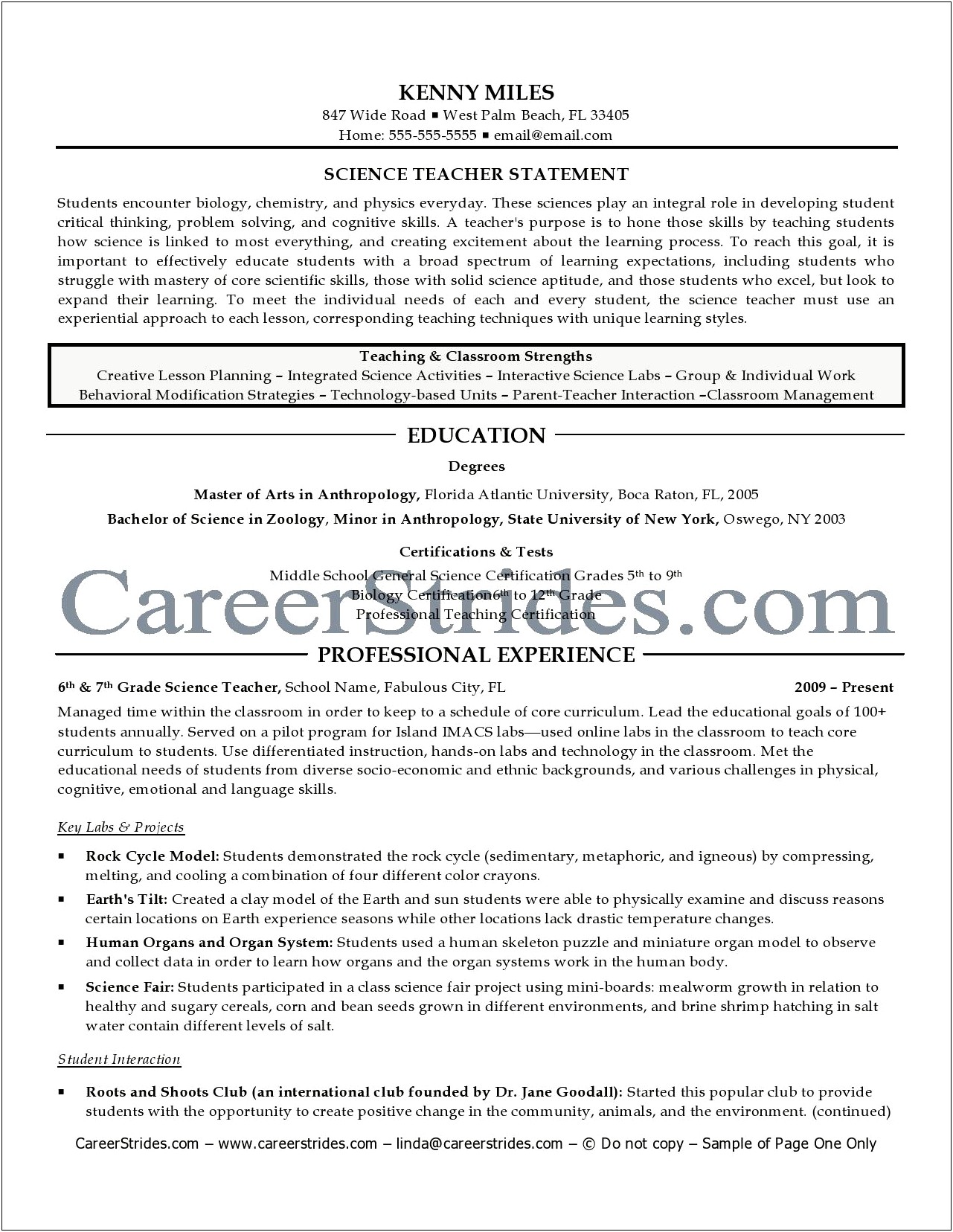 Teaching Experience On A Non Teaching Resume