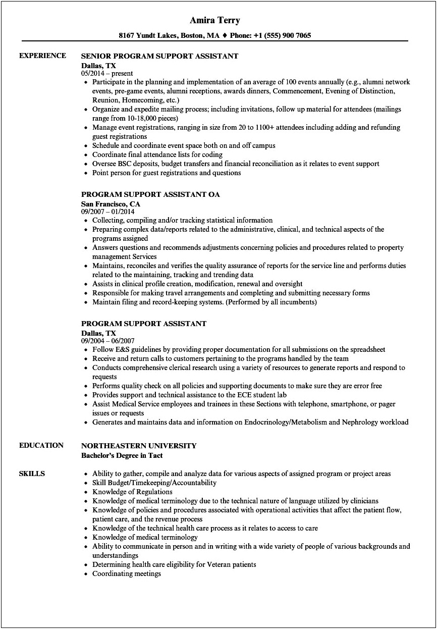 Tech Support Student Assistant Resume Example
