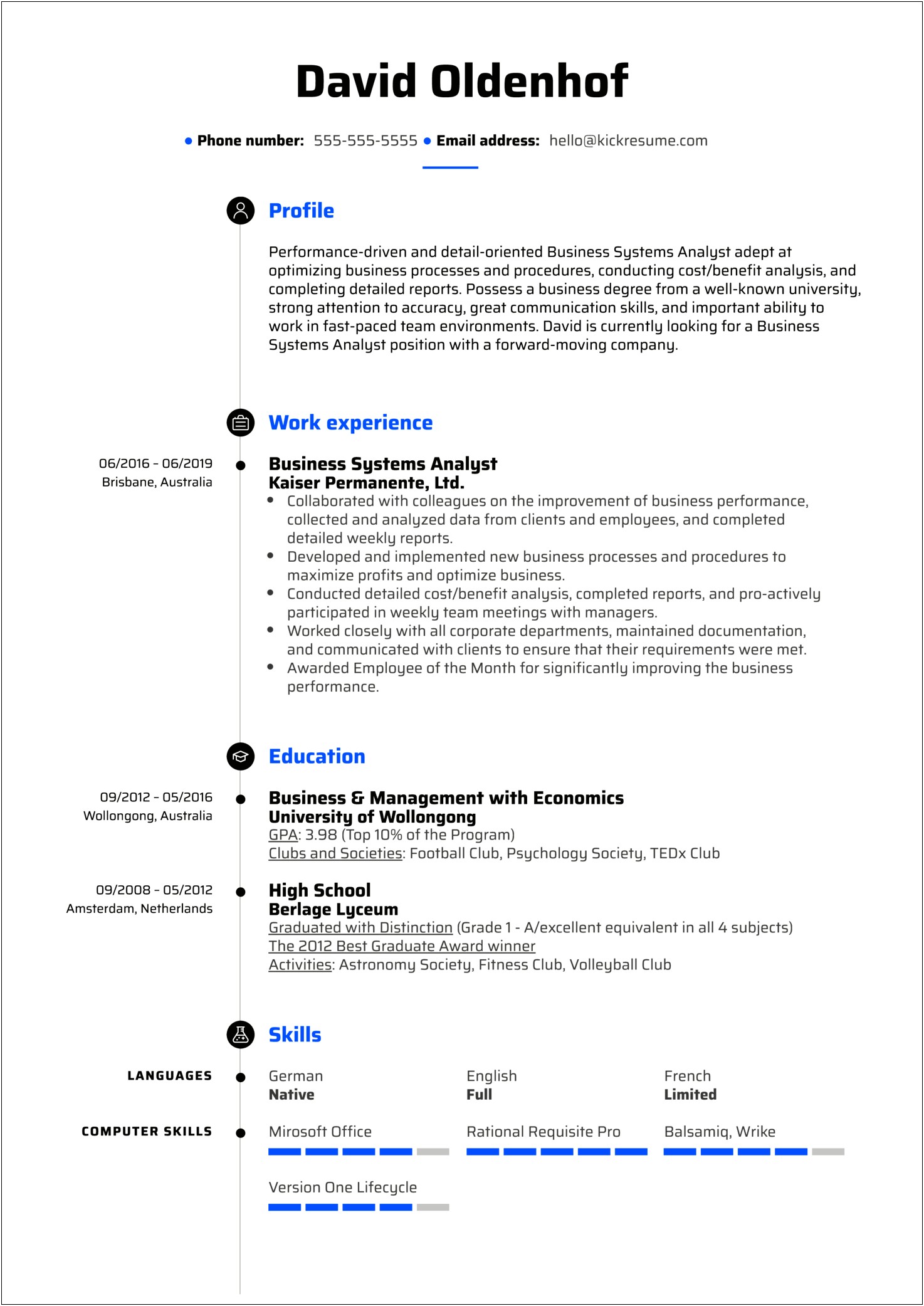 Techincal Resume Sample Business Systems Analyst