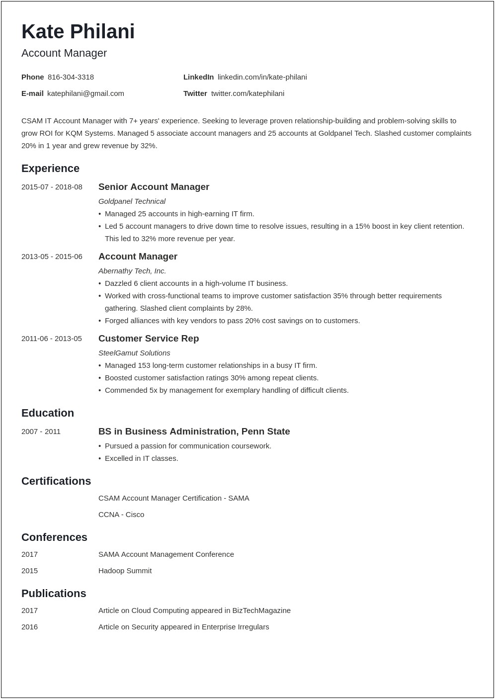 Technical Account Manager Job Description Resume