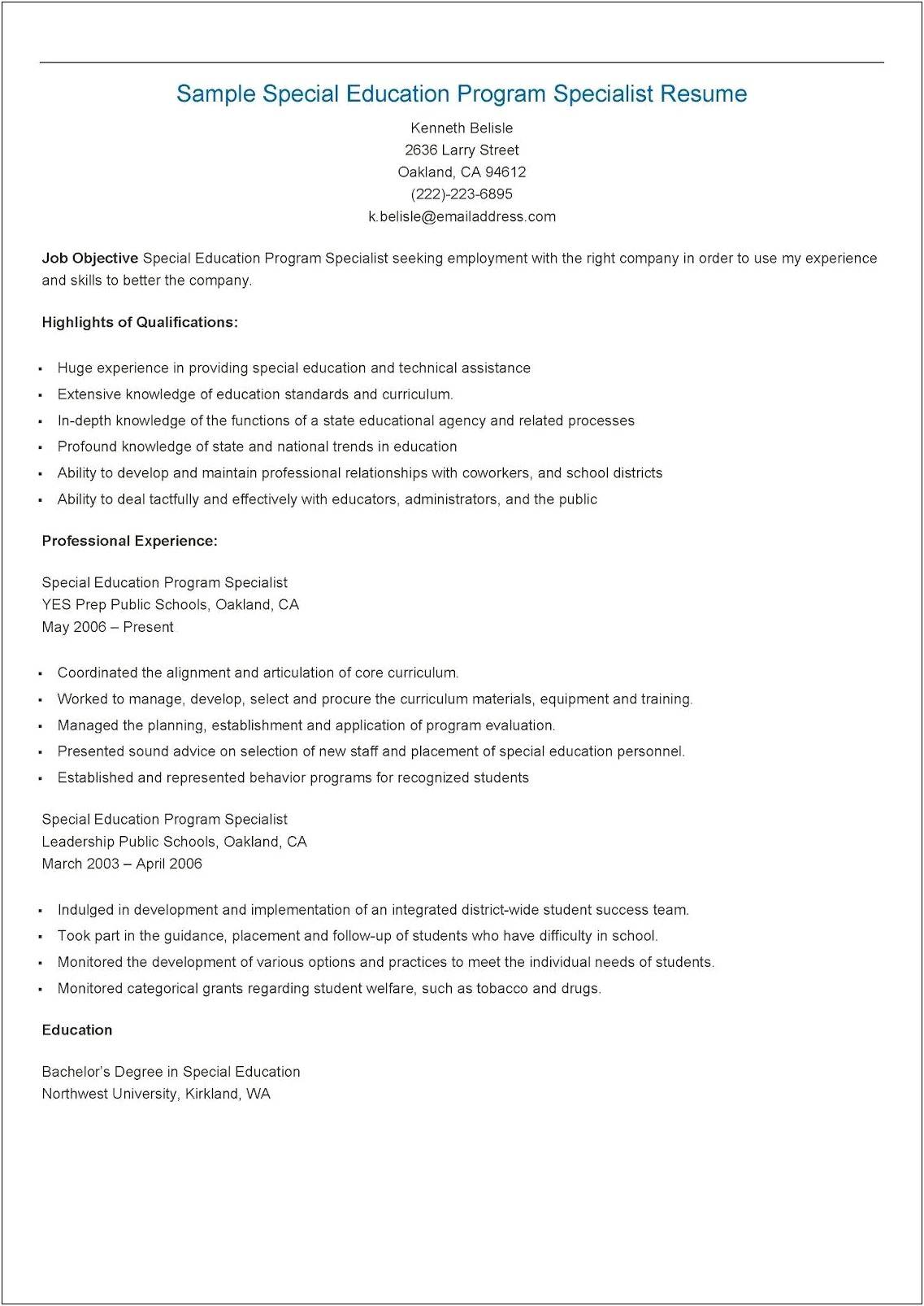 Technical And Implementation Specialist Sample Resume
