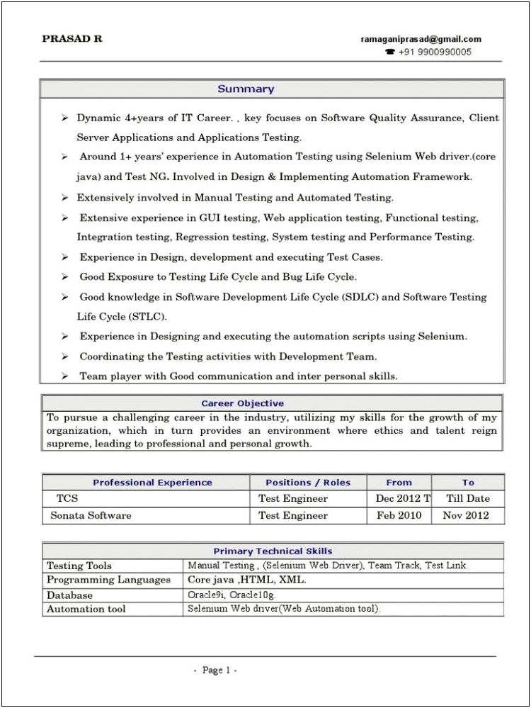 Technical Skills Of Automation Test Engineer In Resume