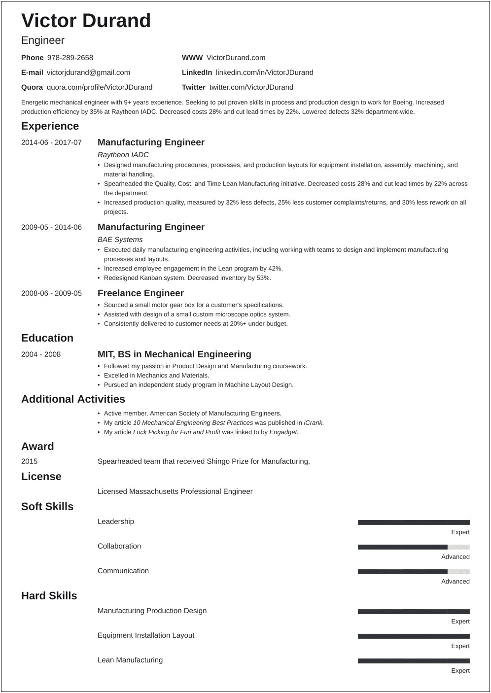 Technical Skills Resume Examples For Engineers