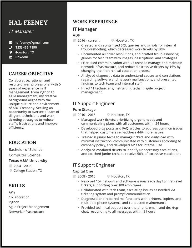 Technical Support Engineer Resume 3 Years Experience