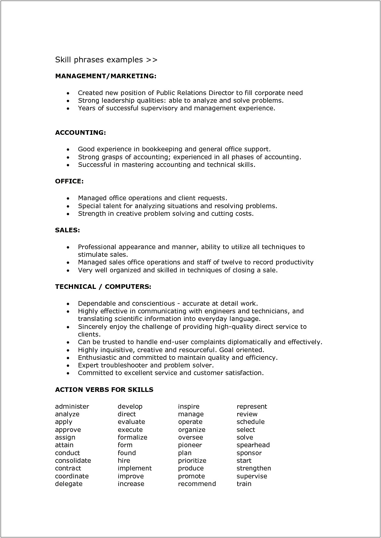 Technical Support Phrases To Put On Resume