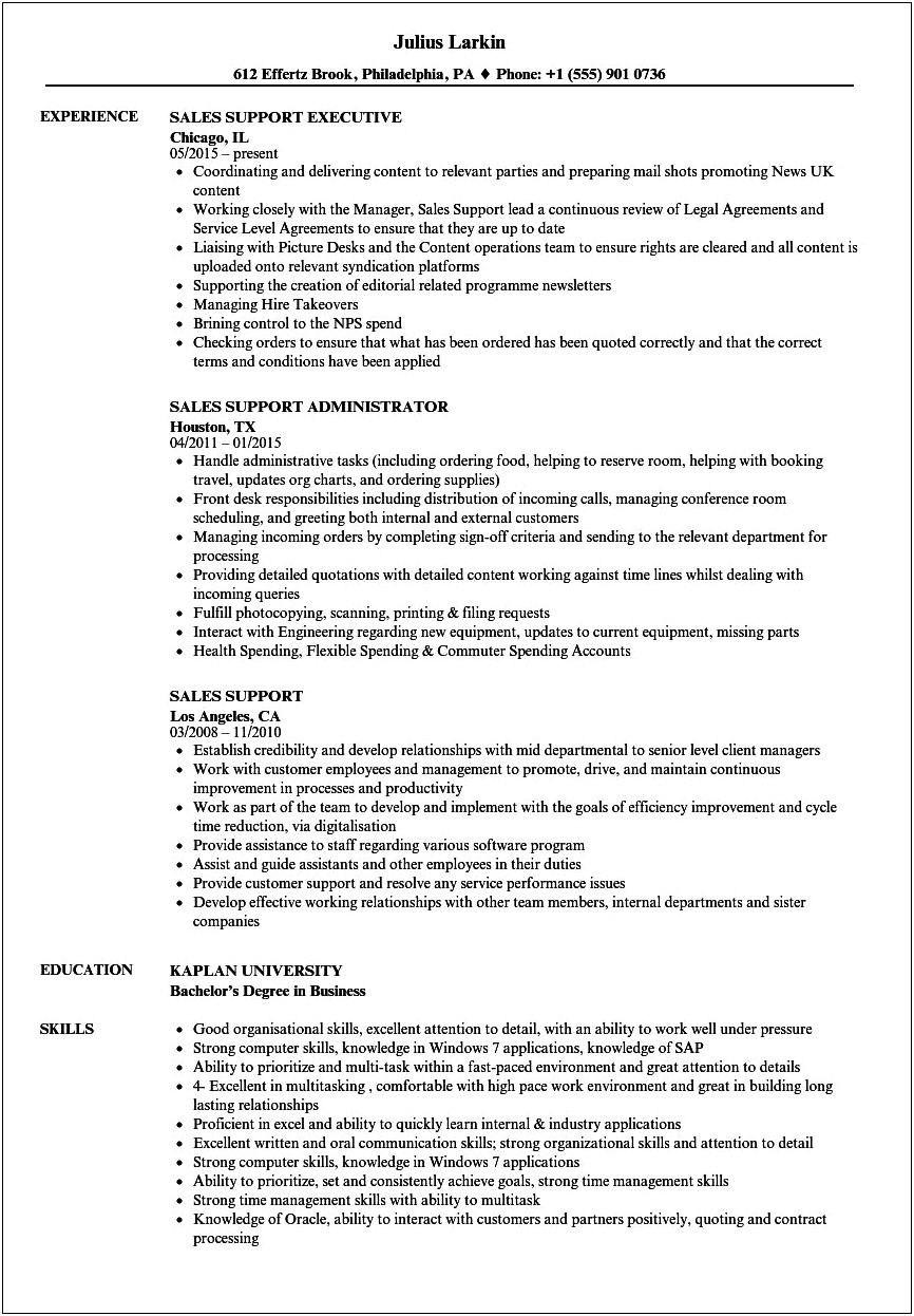 Technical Support Specialist Resume Job Description
