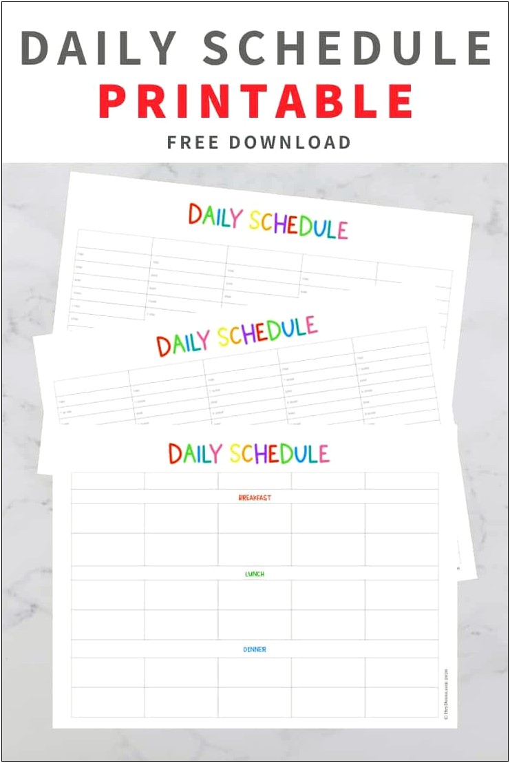Template Daily Schedule Kids Free Download Word