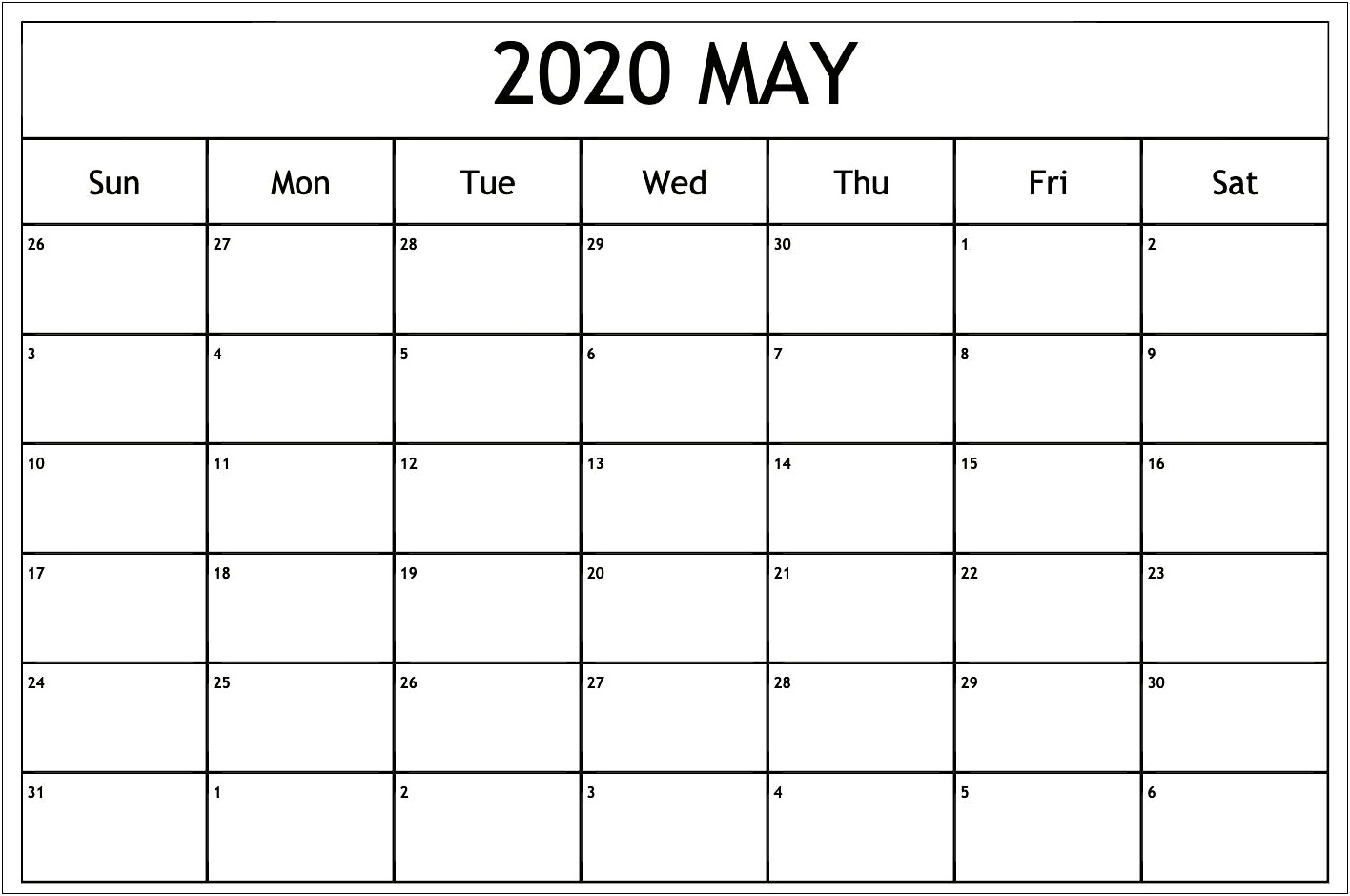 Template Excel Free Printable Downloadable 2020 Calendar