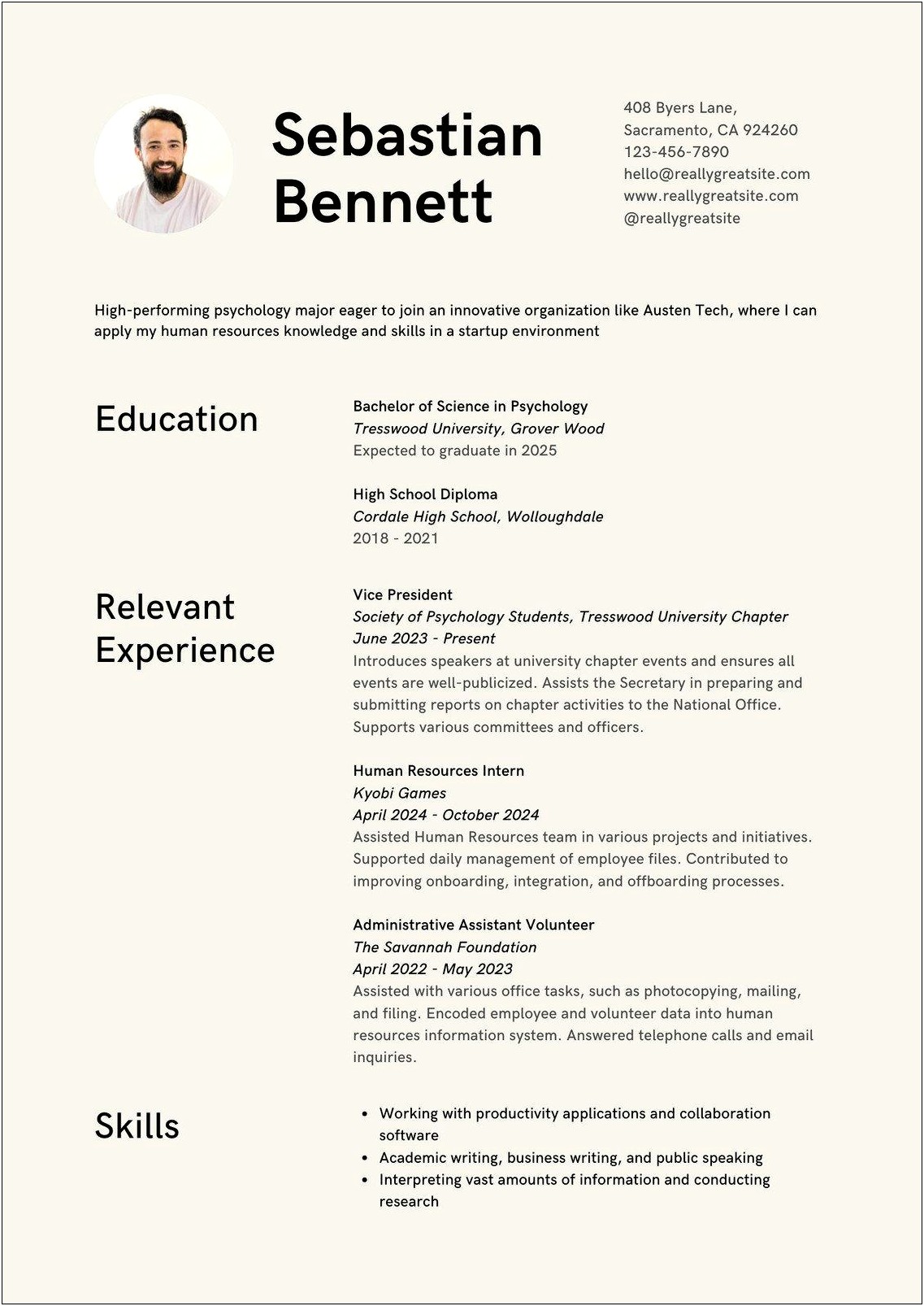 Template For A College Application Resume