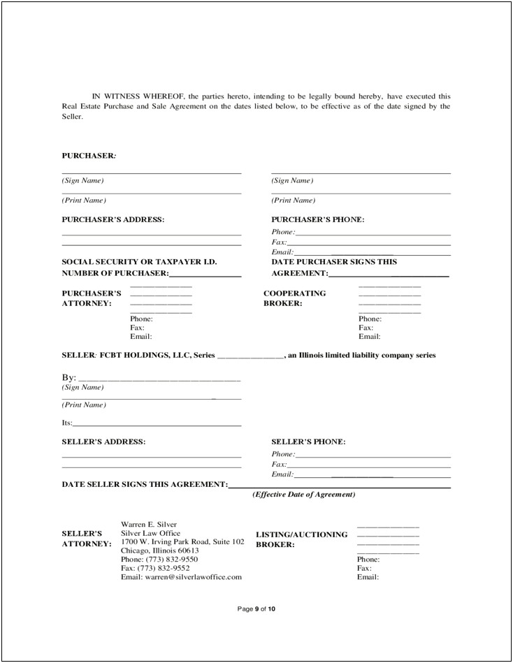 Template For Contract For Deed Illinois Free Download