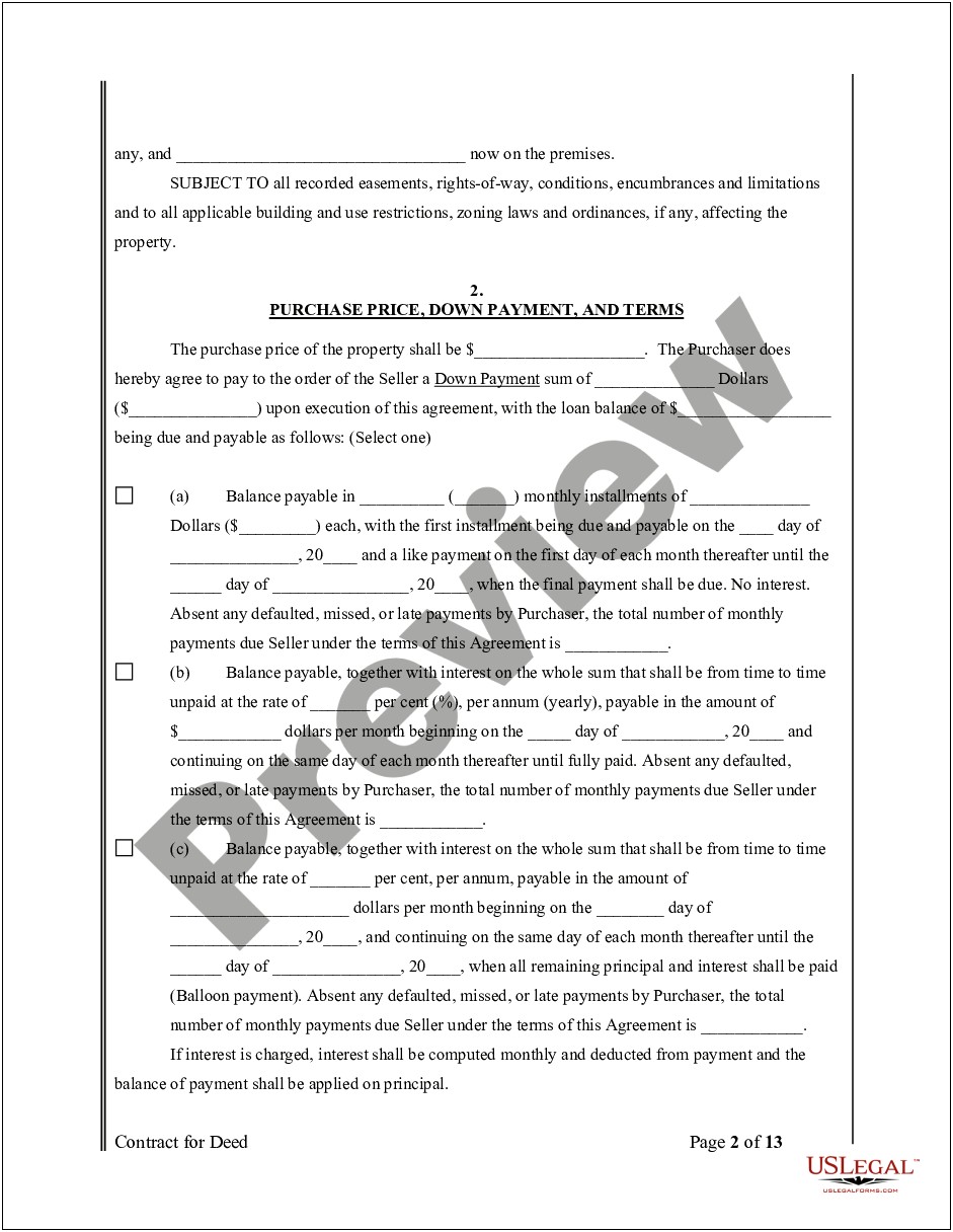 Template For Contract For Deed Illinois Free