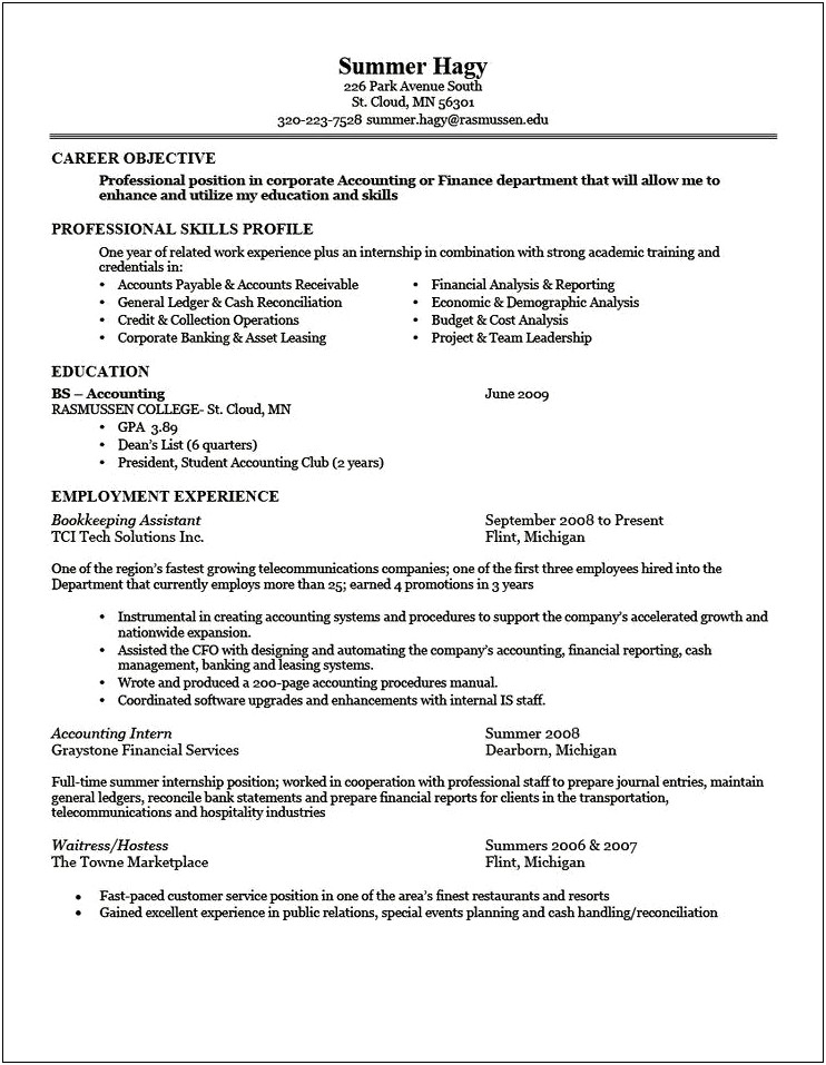 Template For Resume Banker Restaurant Manager Experience