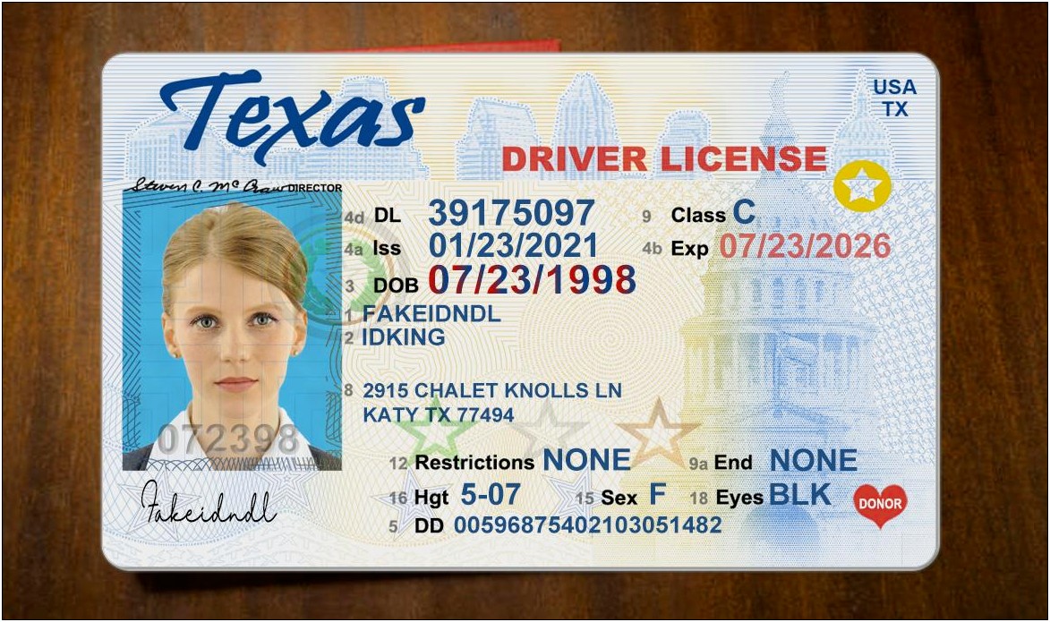 Texas Fake Driving License 2017 Template Free