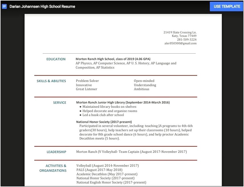 Texas State School Of Music Resume Template