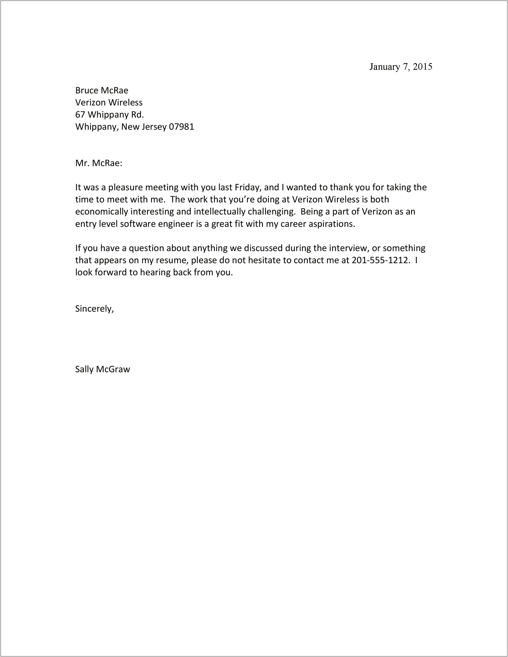 Thank You Letter For Resume Received