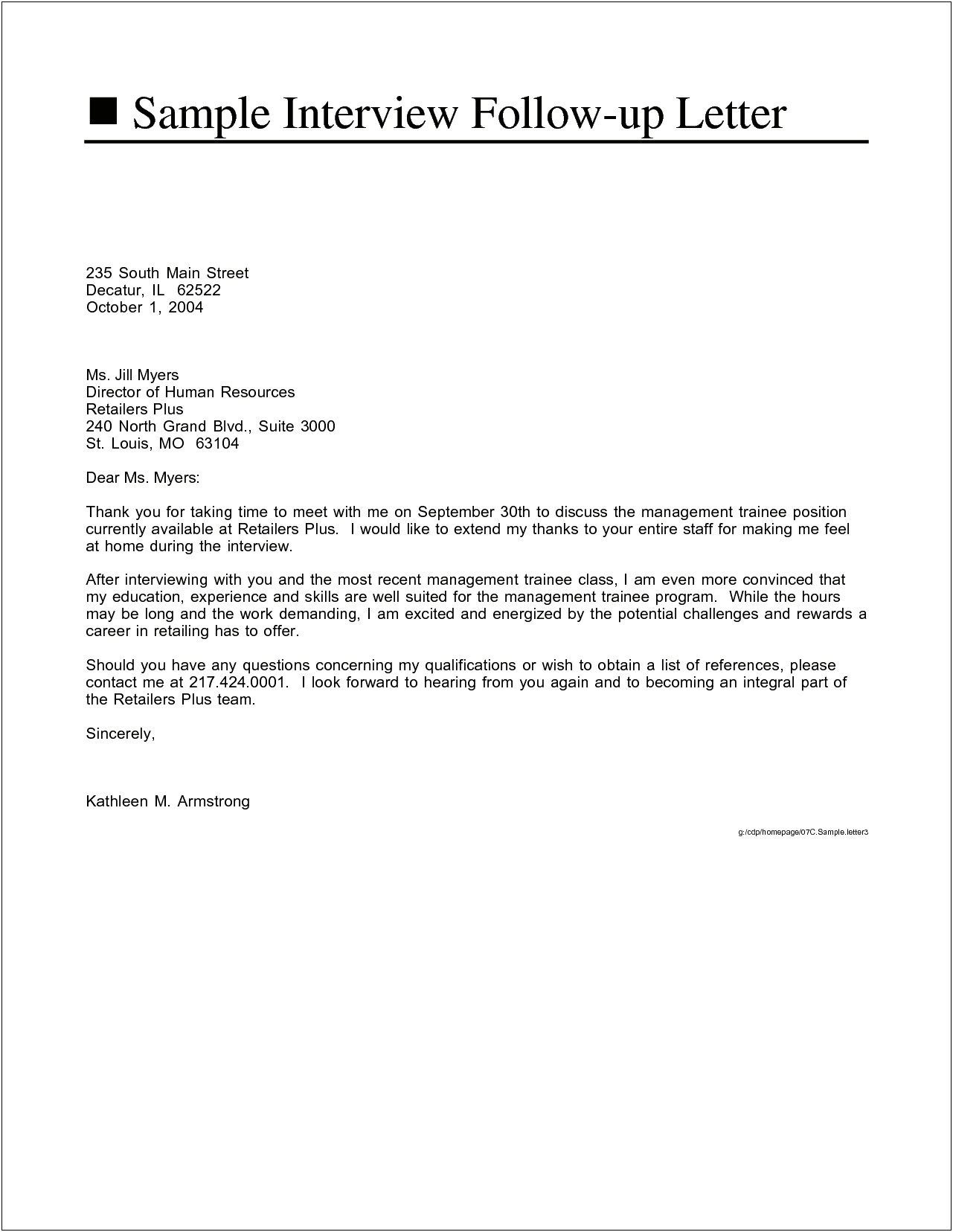 Thank You Letter With Resume Before Interview