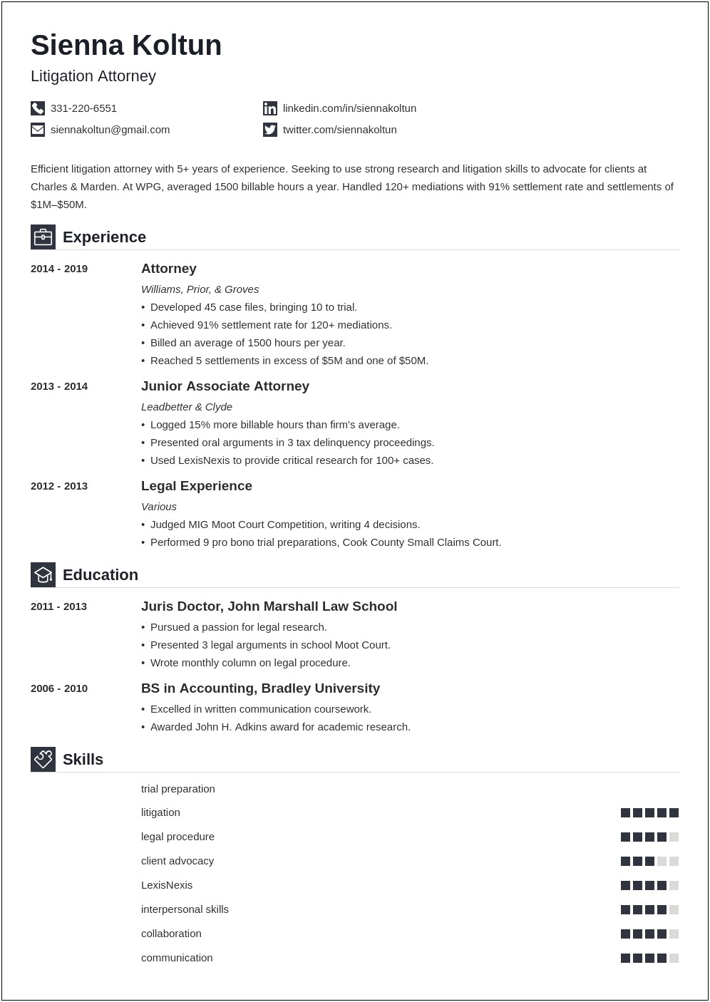 The Best Resume For An Attorney