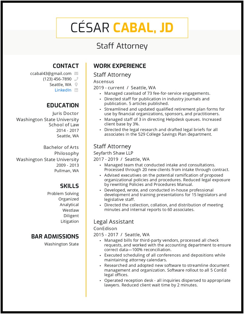 Things To Include For A Law School Resume