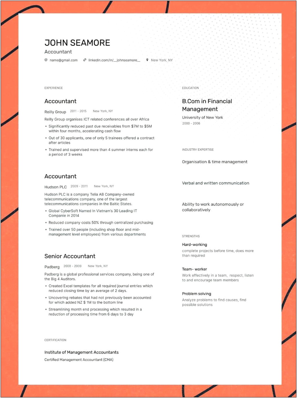 Things To Put Under Experience On A Resume