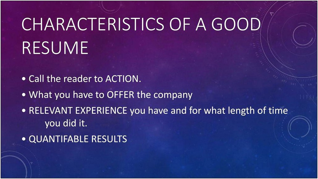 Three Characteristics Of A Good Resume