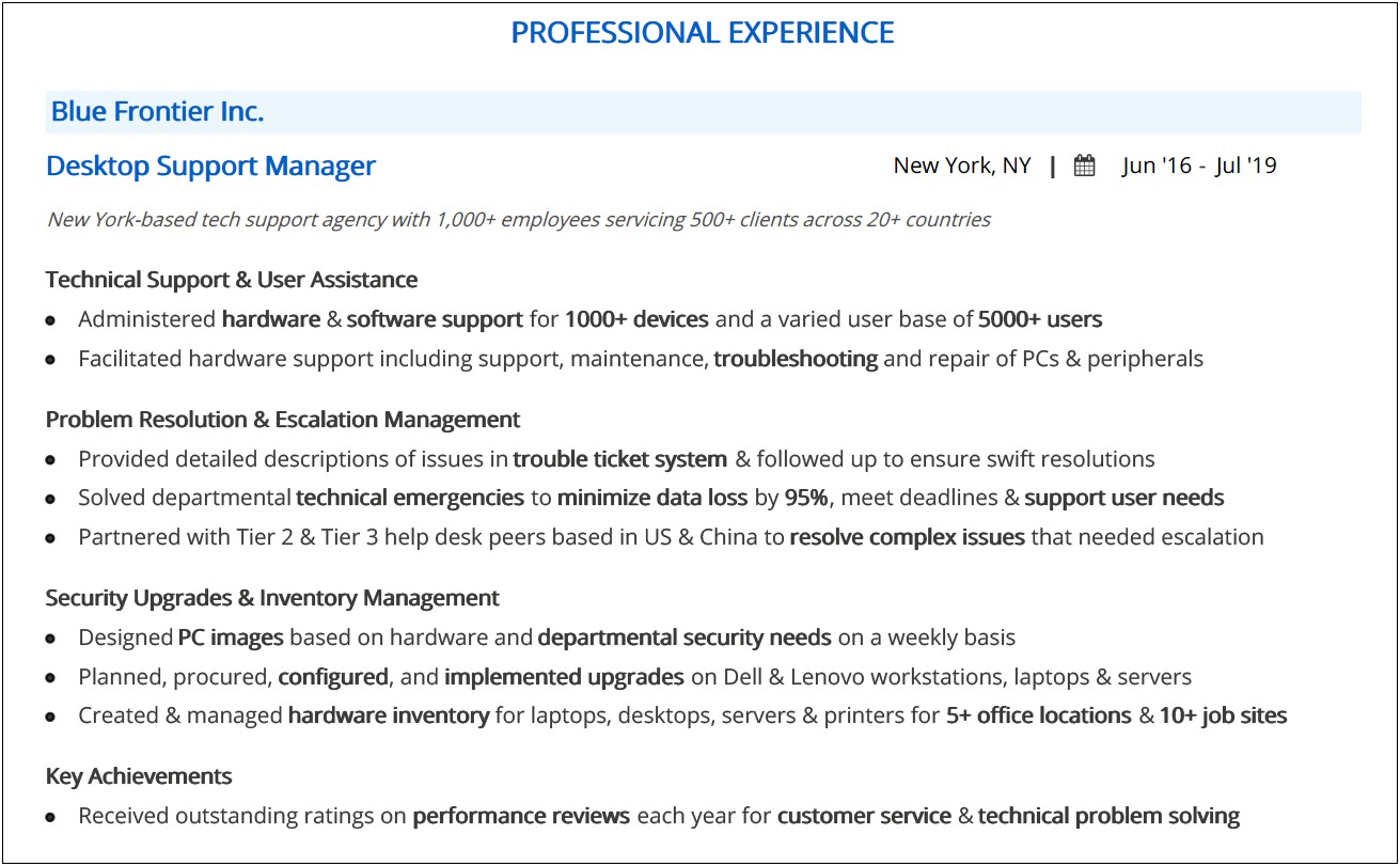 Tier 2 Technical Support Job Description For Resume