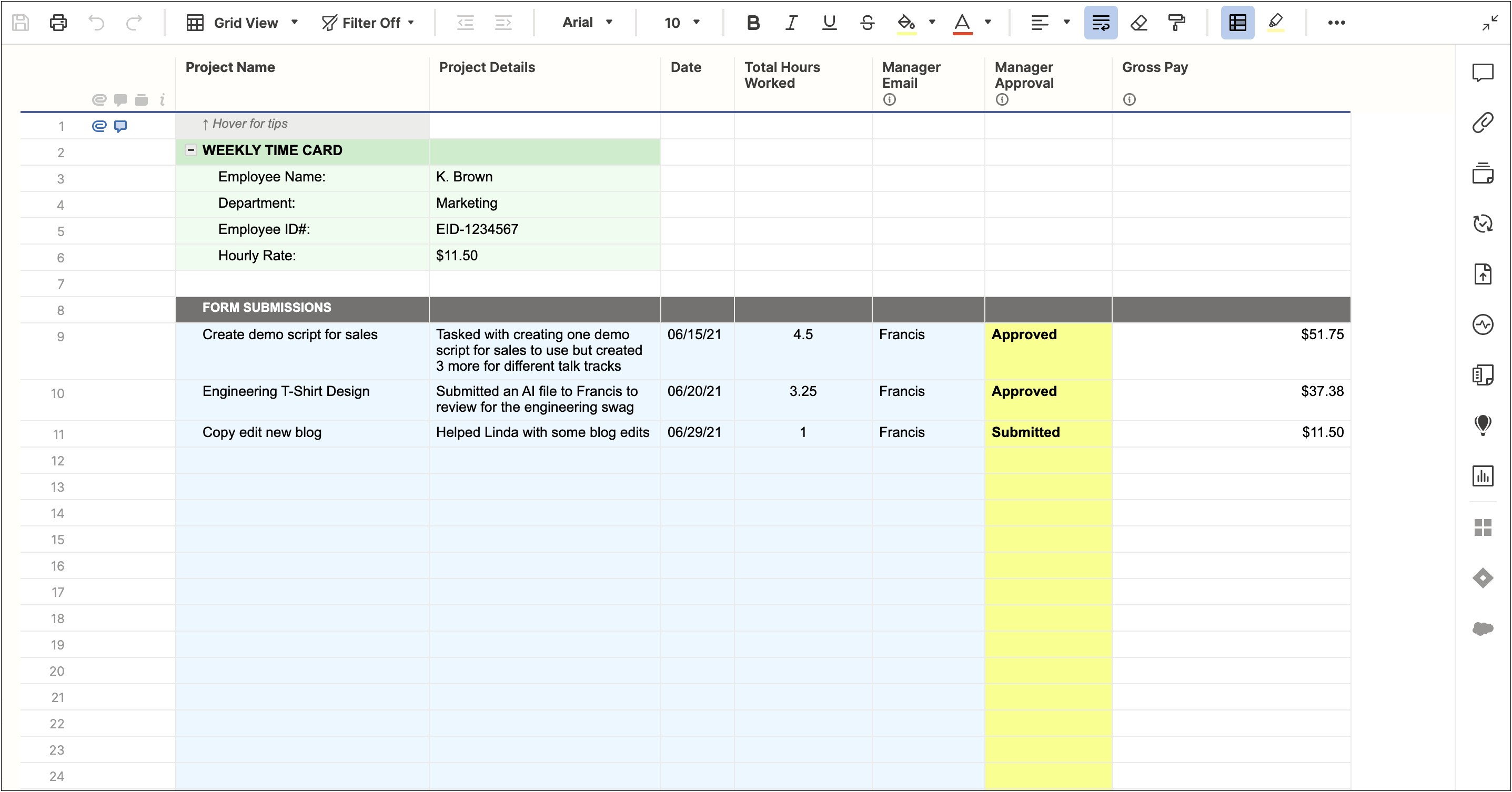 Time Card Templates Try Smartsheet For Free