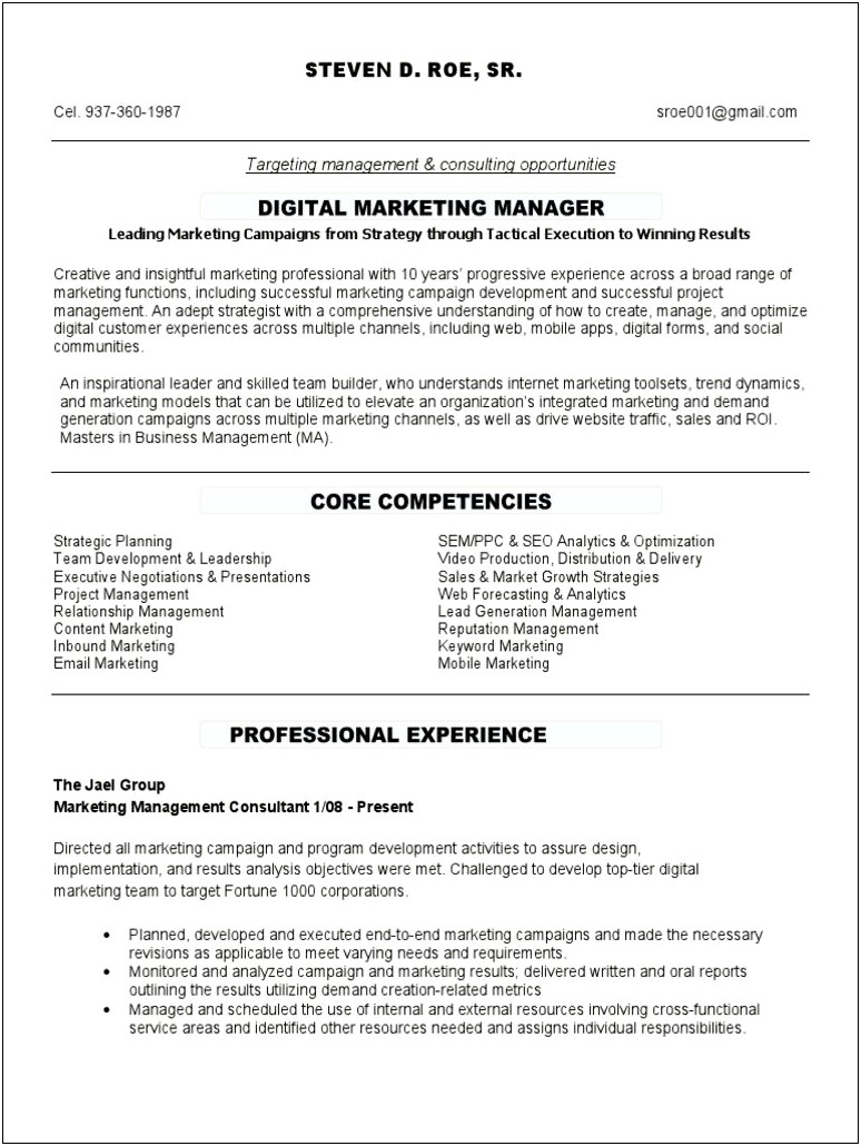 Top Online Marketing Manager Resume Keywords