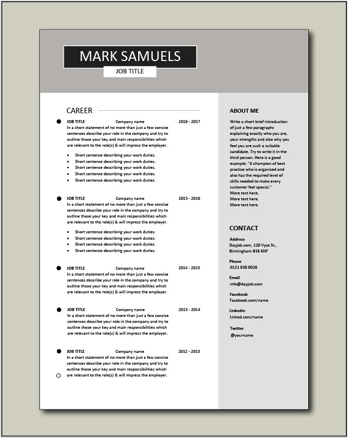 Traditional 2 Resume Template Free Download