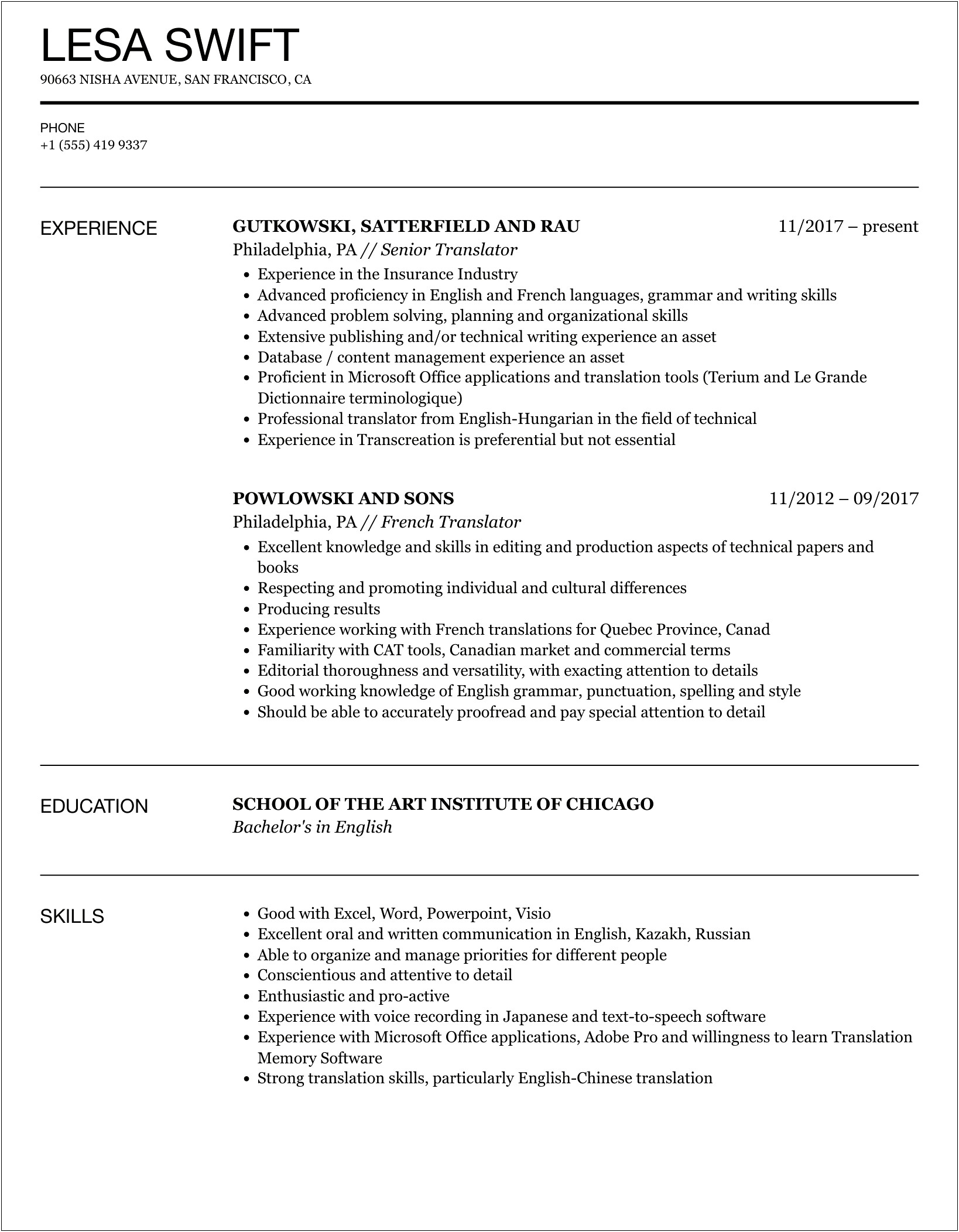 Translate Musical Experience And Skills To Job Resume